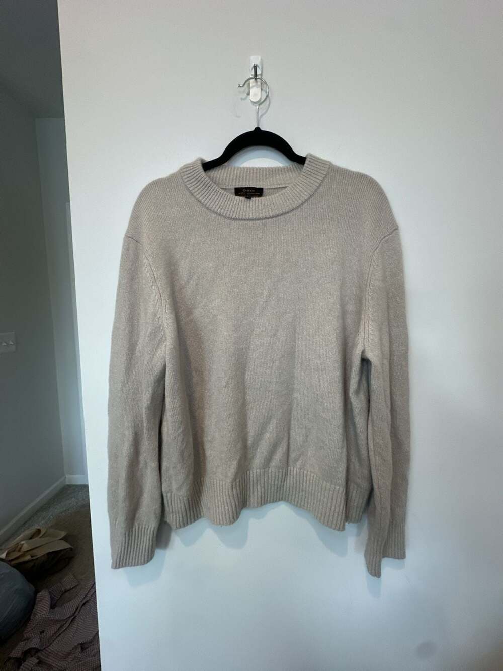 Quince 100% Mongolian Cashmere Crewneck Pullover Sweater Beige Size L